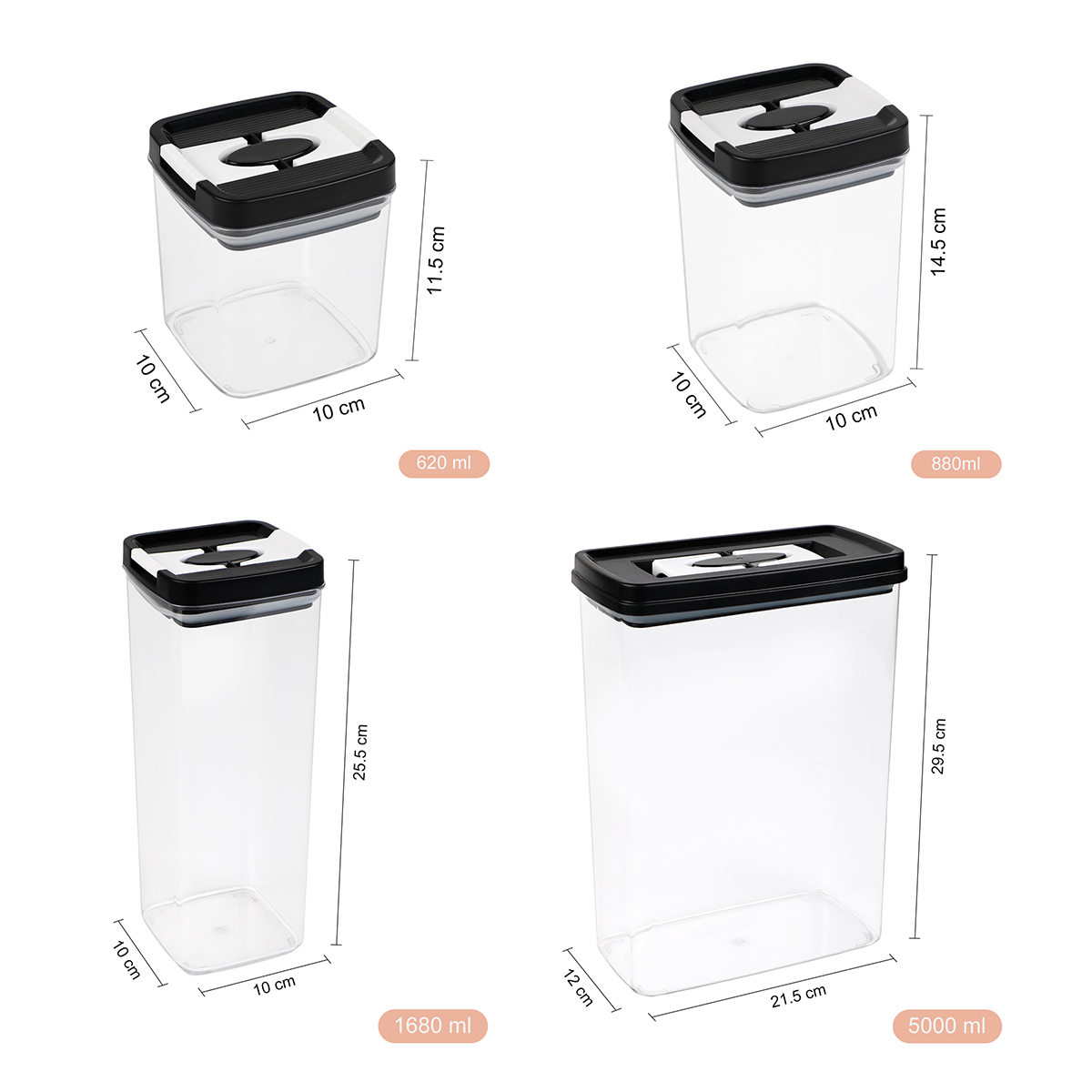 4 Pieces PET Airtight Food Storage Containers Set with Locking Lids Food Storage Containers Set Stackable