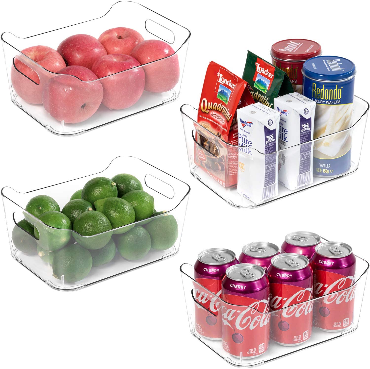 Transparent Fridge Storage Boxes & Bins with Handles