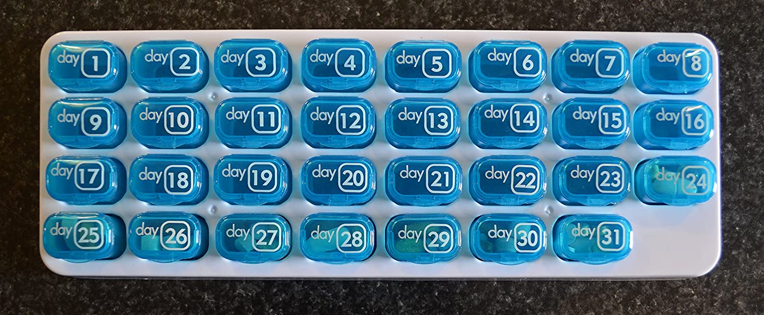 31 Day Monthly Pill Organizer Pods Great Pill Box for Travel BPA Free
