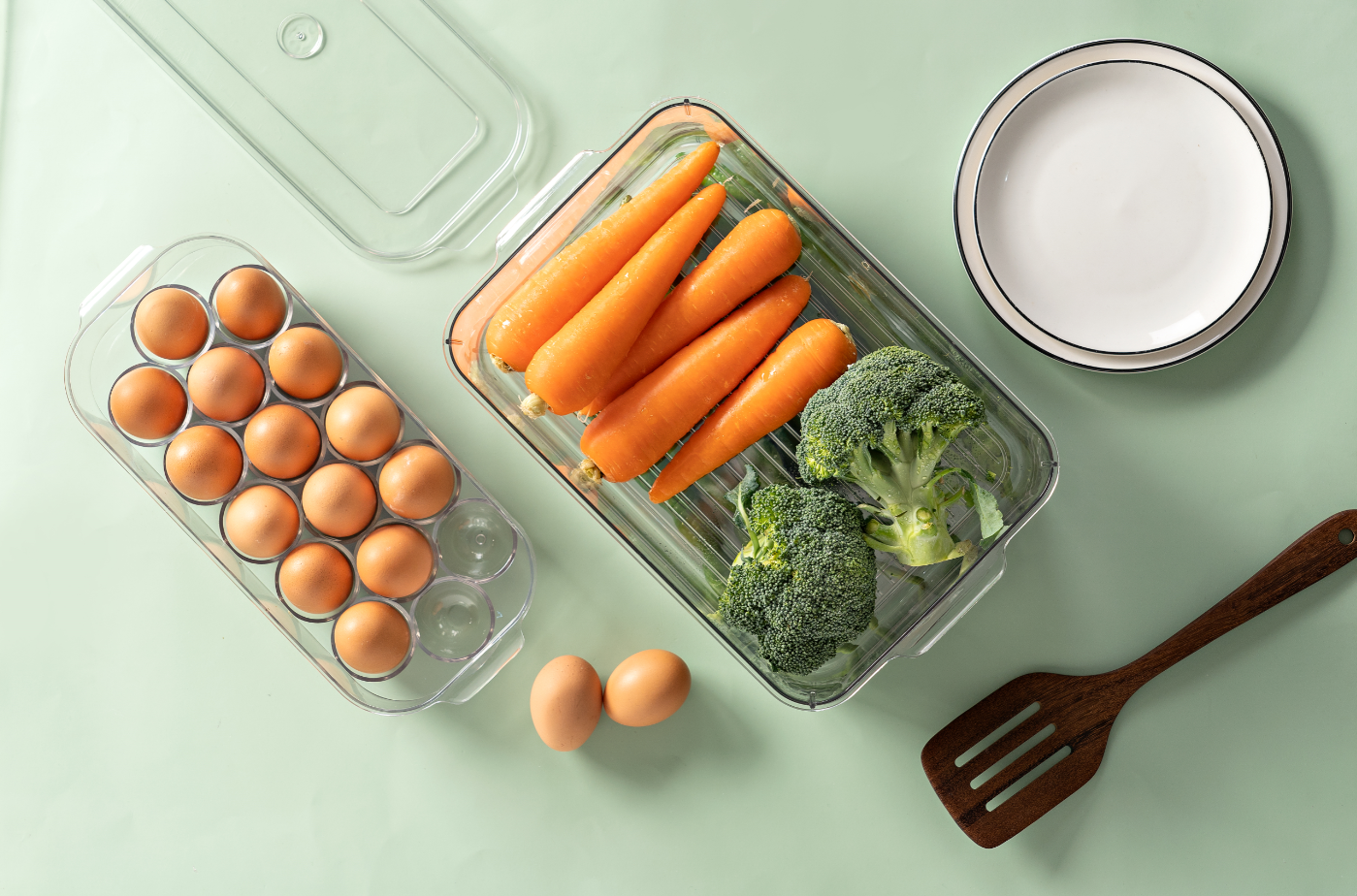Transparent Egg Fridge Storage Bins With Lids