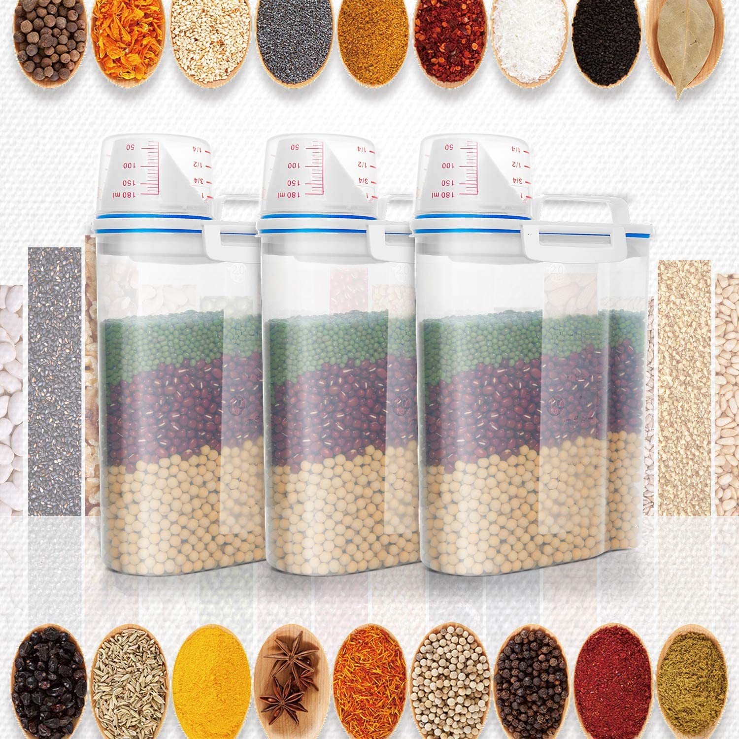 Grain Cereal Storage Containers Buy Cereal Containers, Cereal Containers with spoon, Rice