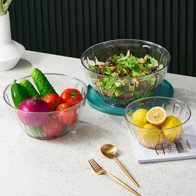 Extra-Large Clear Serving Bowls,PET Salad Mixing Bowls