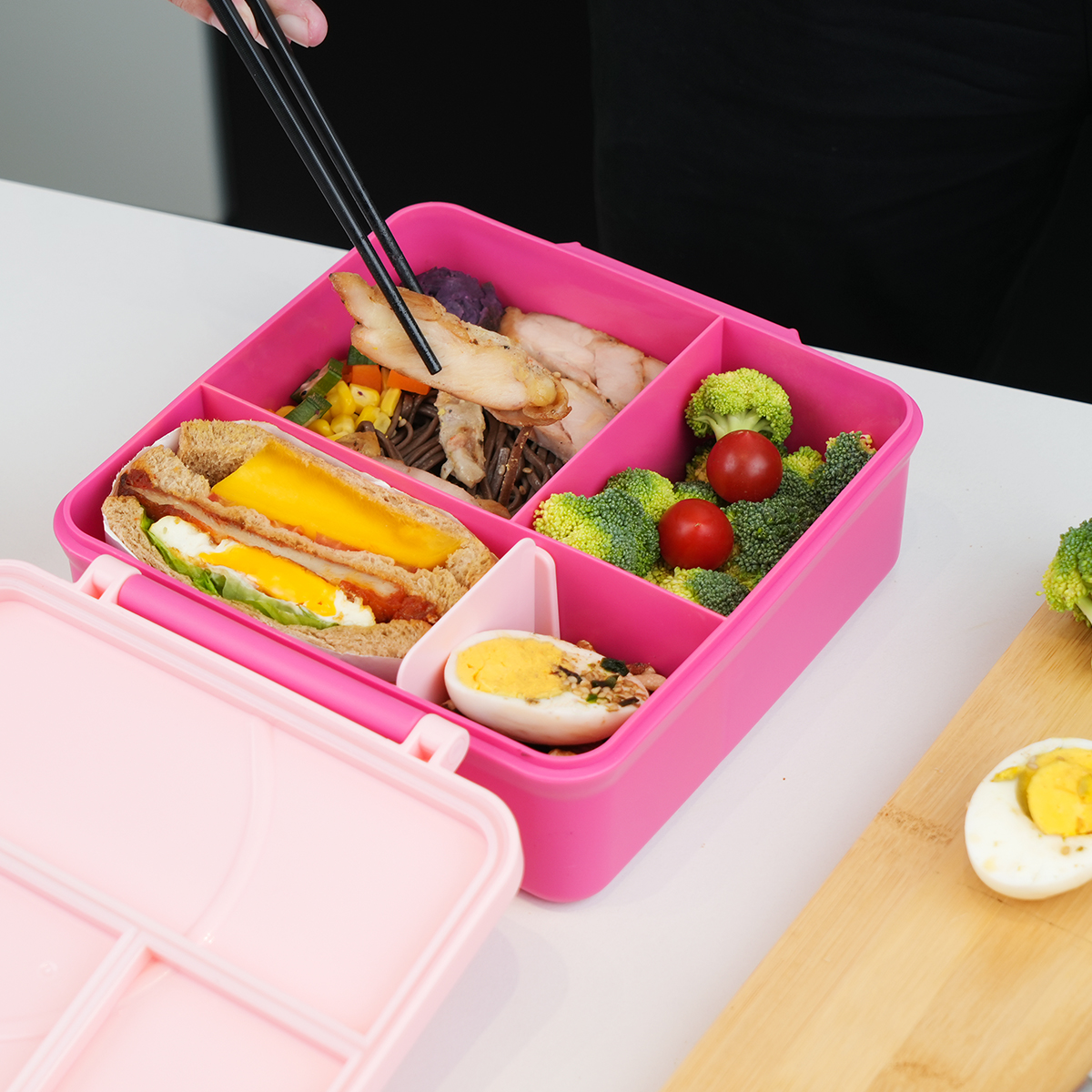 3 Compartment Division Bento Tiffin Box With Cutlery Kids Pp Lunch Box Plastic Children Kids Bpa Free Food
