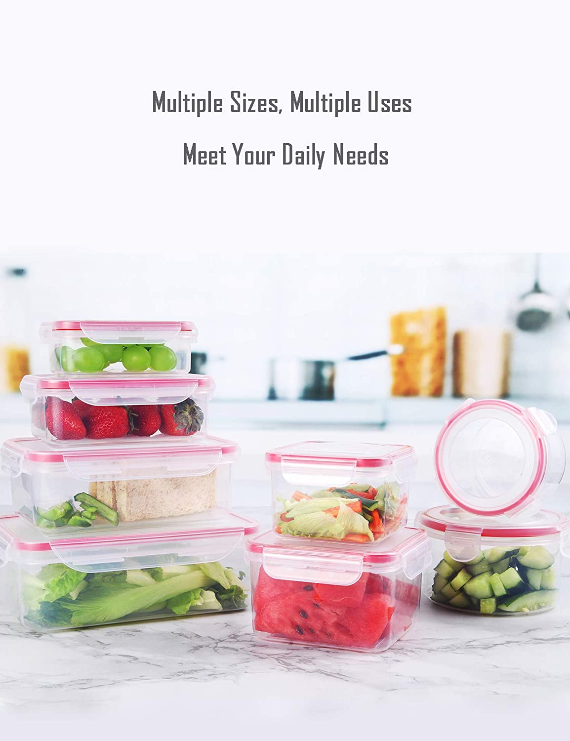Food Storage Containers with Lids BPA Free Plastic Airtight Meal Prep Containers for Lunch